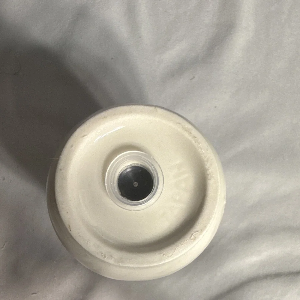 White/Beige Glossy Ceramic Floral Decorative Salt Shaker, Round, 3 in